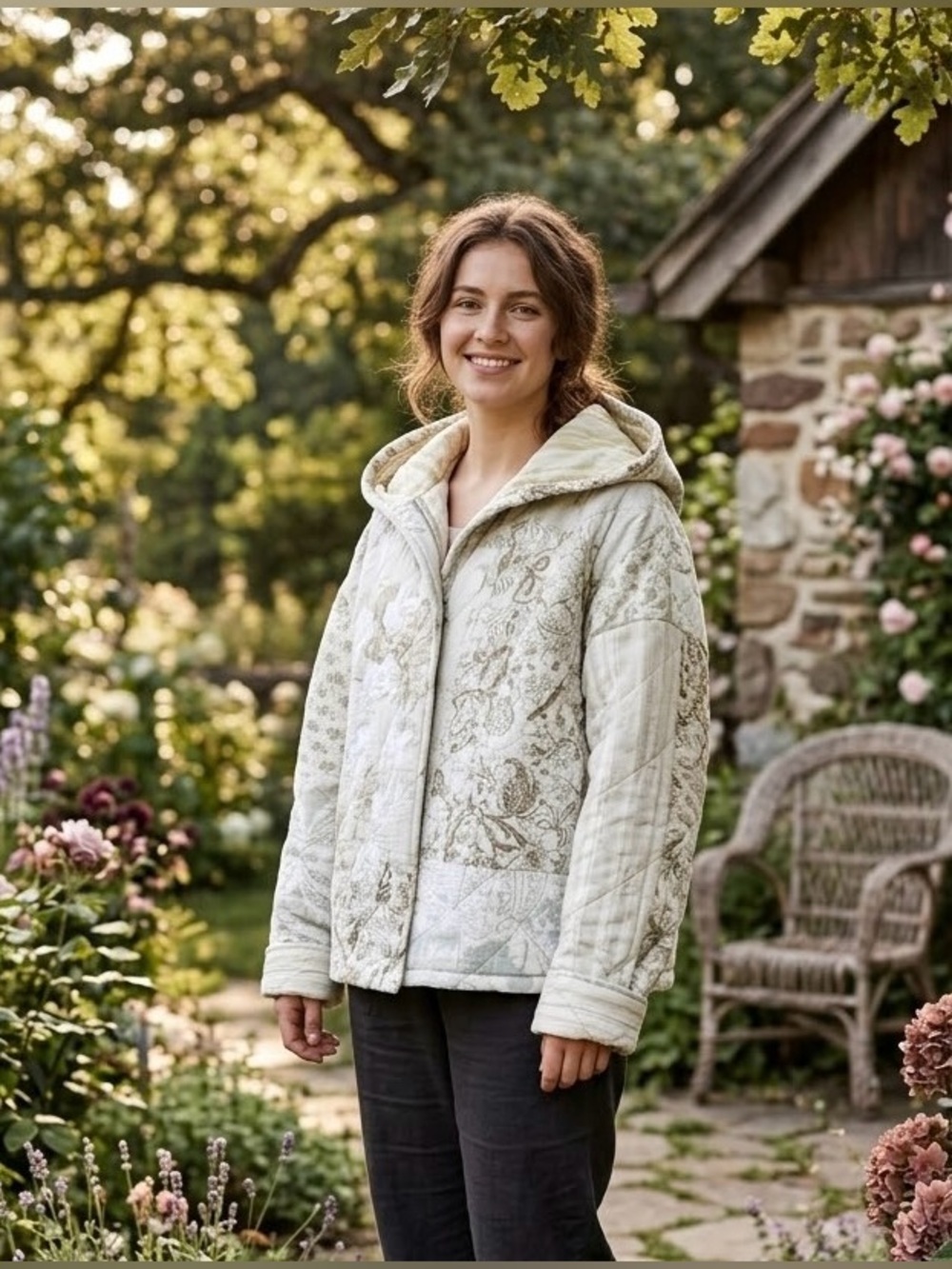 Handmade 🧵 🪡 Upcycled Hooded Quilt Chore Coat